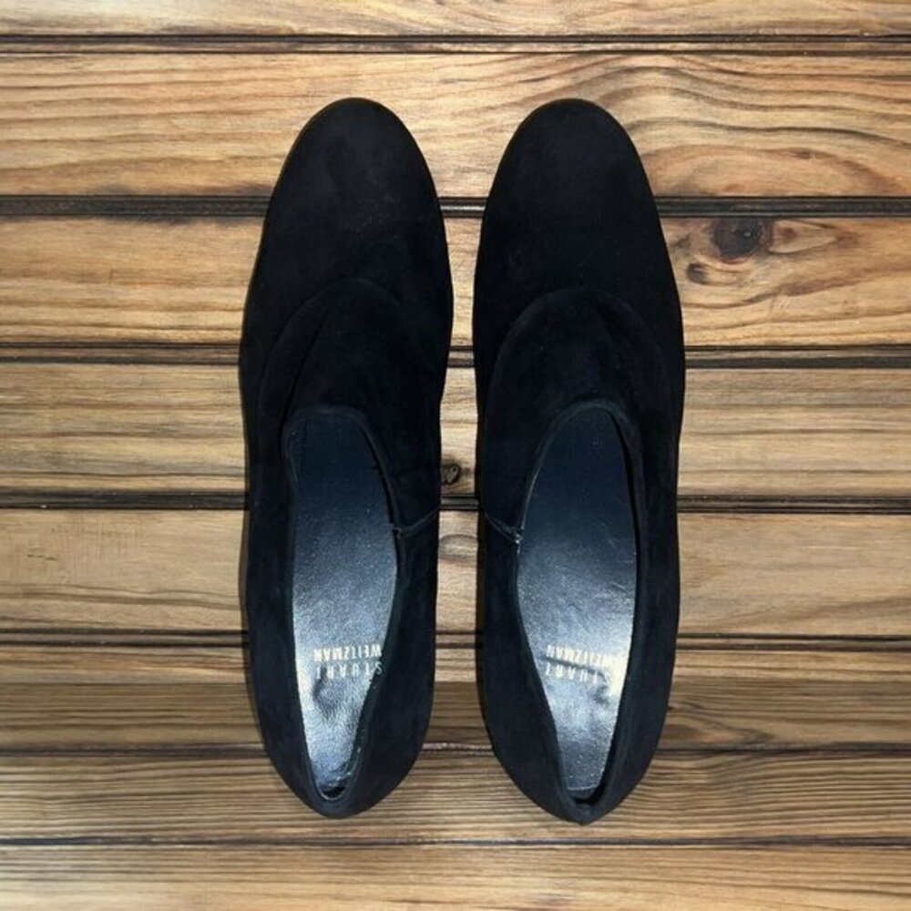Stuart Weitzman‎ Black Suede Heels Womens Size 10 M Leather Sole Round Toe - Picture 5 of 9